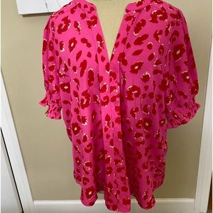 New W/tags size L Hot Pink Animal Print Pullover Blouse